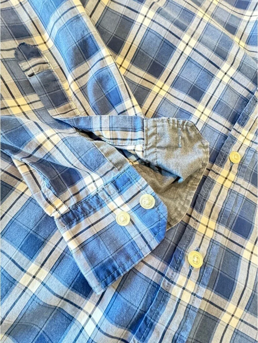 Banana Republic Camden Fit Blue Plaid Long Sleeve Shirt Size Large Tall